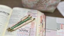 Load image into Gallery viewer, Be Still Christian Pen Set | Peach Floral Fine Tip Bible Study Pens