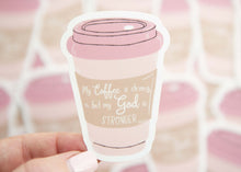 Load image into Gallery viewer, Coffee and Jesus Vinyl Sticker | Cute Bible Laptop Sticker