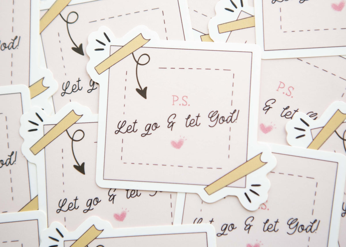 Let go and let God Cute post-it note waterproof Christian sticker ...