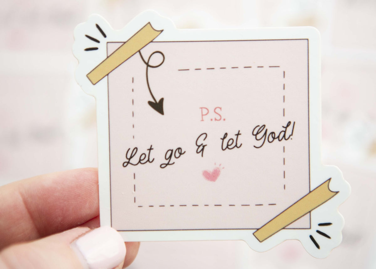 Let go and let God Cute post-it note waterproof Christian sticker ...