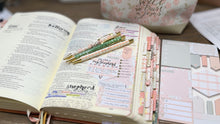 Load image into Gallery viewer, Be Still Christian Pen Set | Peach Floral Fine Tip Bible Study Pens
