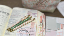 Load image into Gallery viewer, Be Still Christian Pen Set | Peach Floral Fine Tip Bible Study Pens
