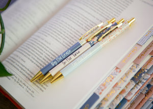 Blue Floral Christian Pen Set | Pens for Bible
