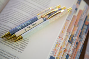 Blue Floral Christian Pen Set | Pens for Bible