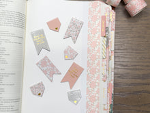 Load image into Gallery viewer, Magnetic Christian Bookmarks Set | Peach Floral
